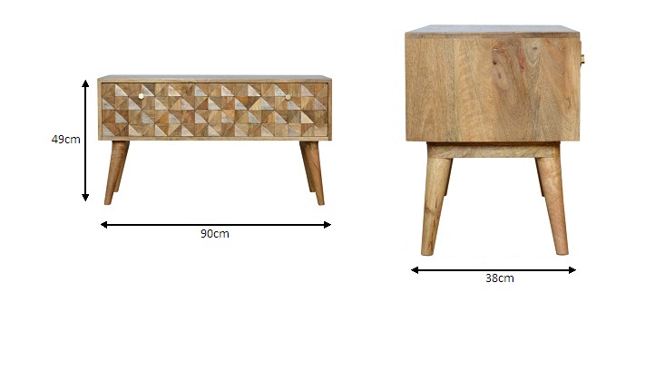 Size chart for Oak-ish Diamond Bench | Hand-Carved