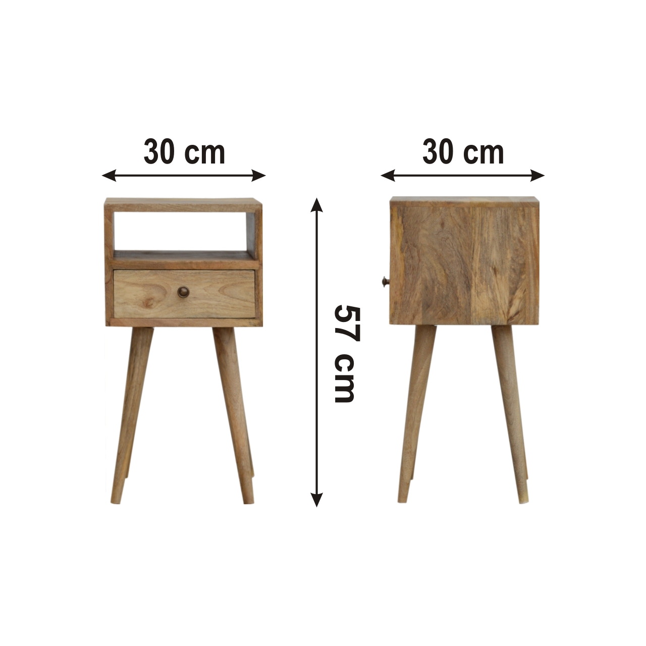 Size chart for Mini Oak-ish Bedside