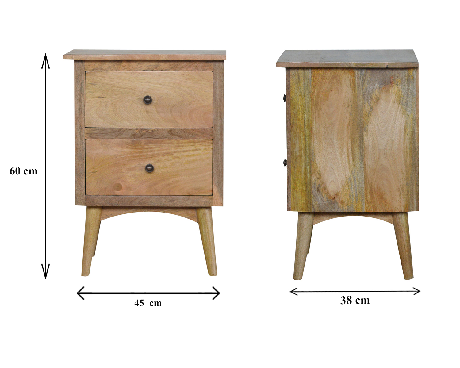 Size chart for Nordic Style Bedside with 2 Drawers