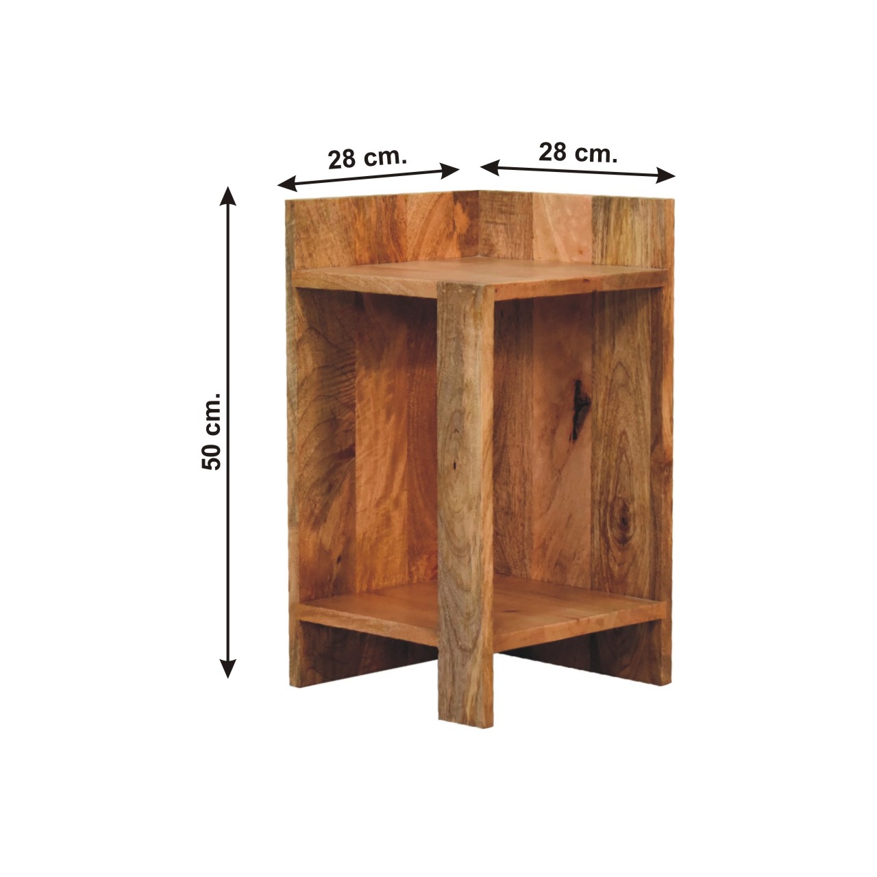 Size chart for Oak-ish Box Bedside Table | Open Shelf