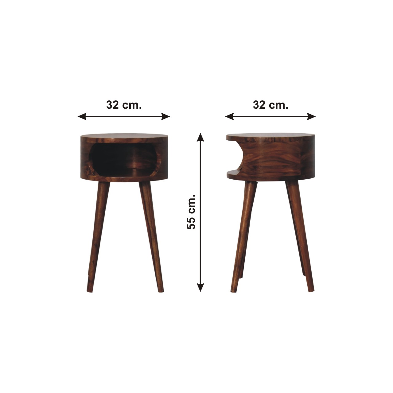 Size chart for Alina Open Honey Bedside Table