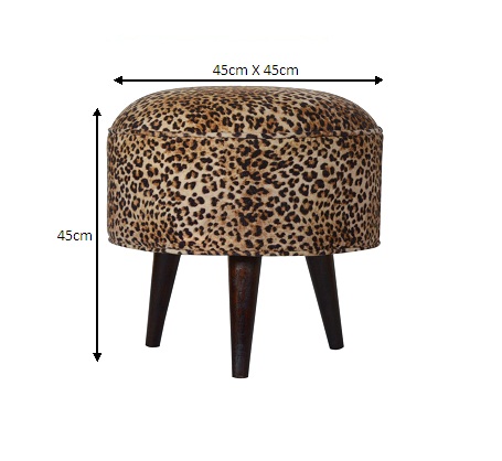 Size chart for Leopard Nordic Style Footstool | Cotton Velvet
