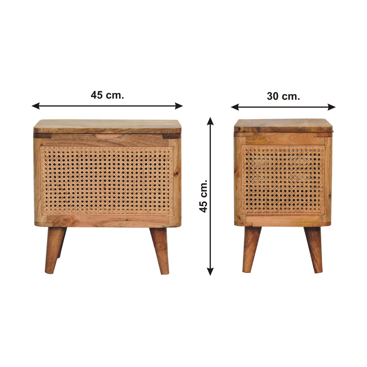 Size chart for Larissa Lid-up Storage Stool