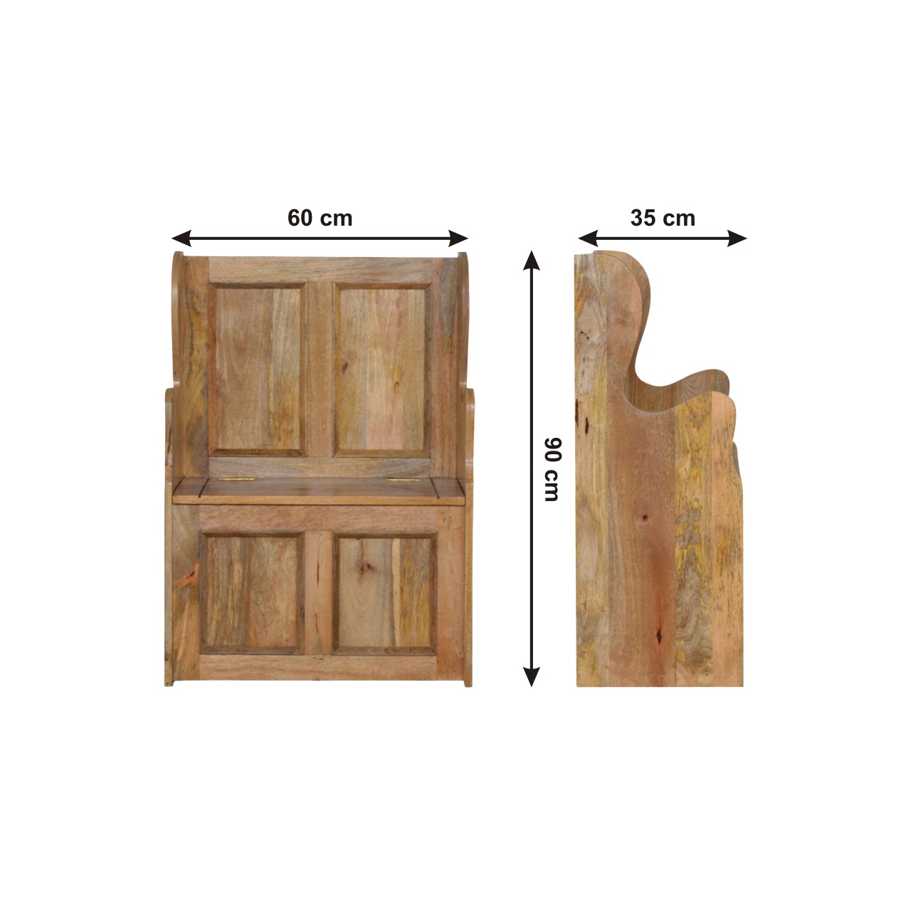 Size chart for Small Monks Storage Bench | Hidden Storage