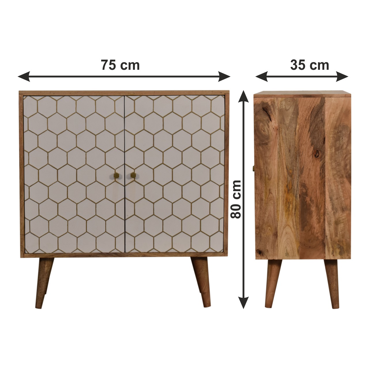 Size chart for Cassia Chest of Drawers | Oak Solid Mango Wood
