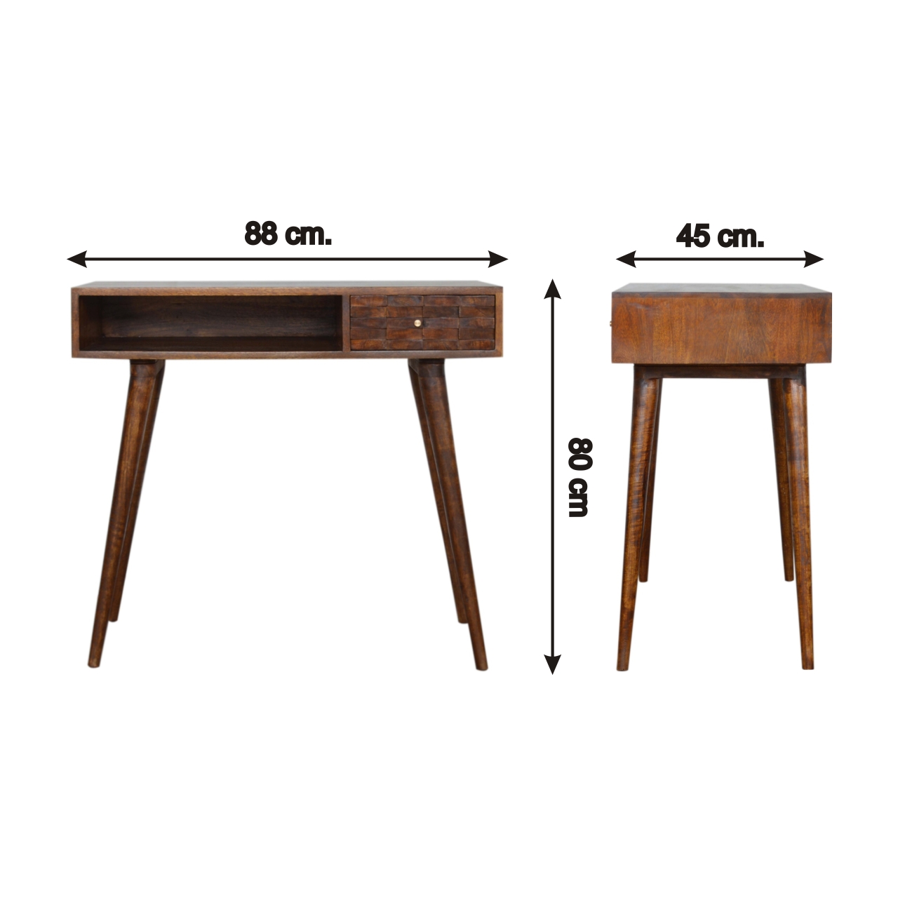 Size chart for Chestnut Tile Writing Desk | Hand-Carved