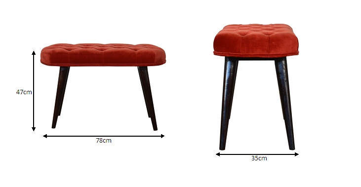 Size chart for Brick Red Cotton Velvet Deep Bench