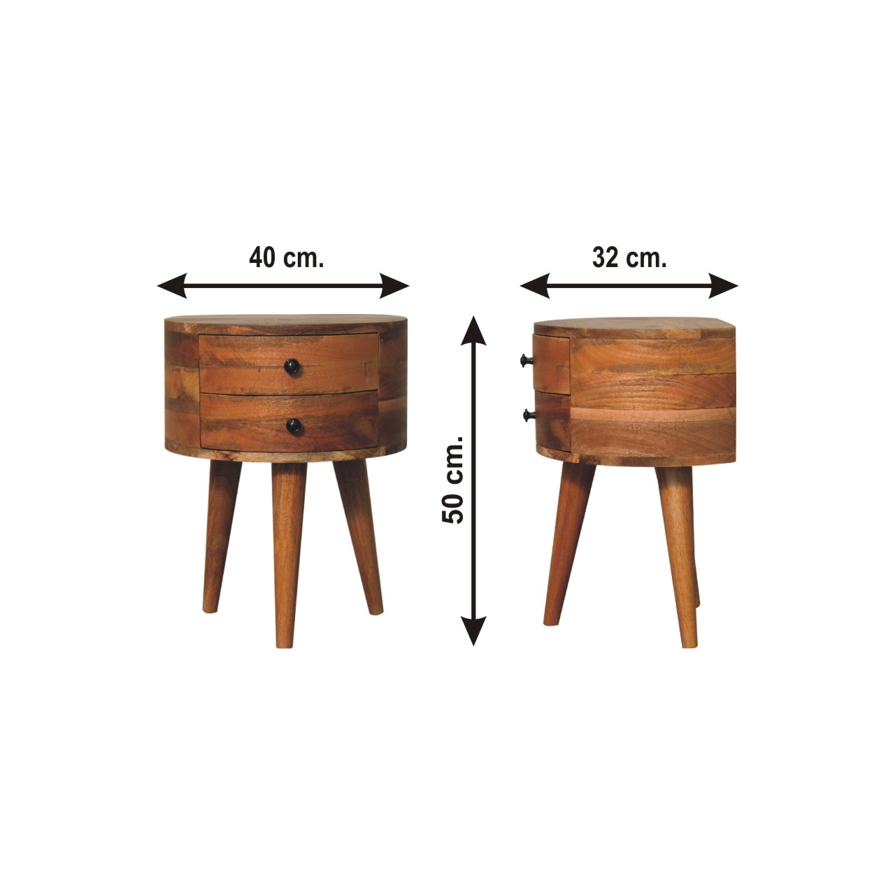 Size chart for Odyssey Oak-ish Tripod Bedside Table