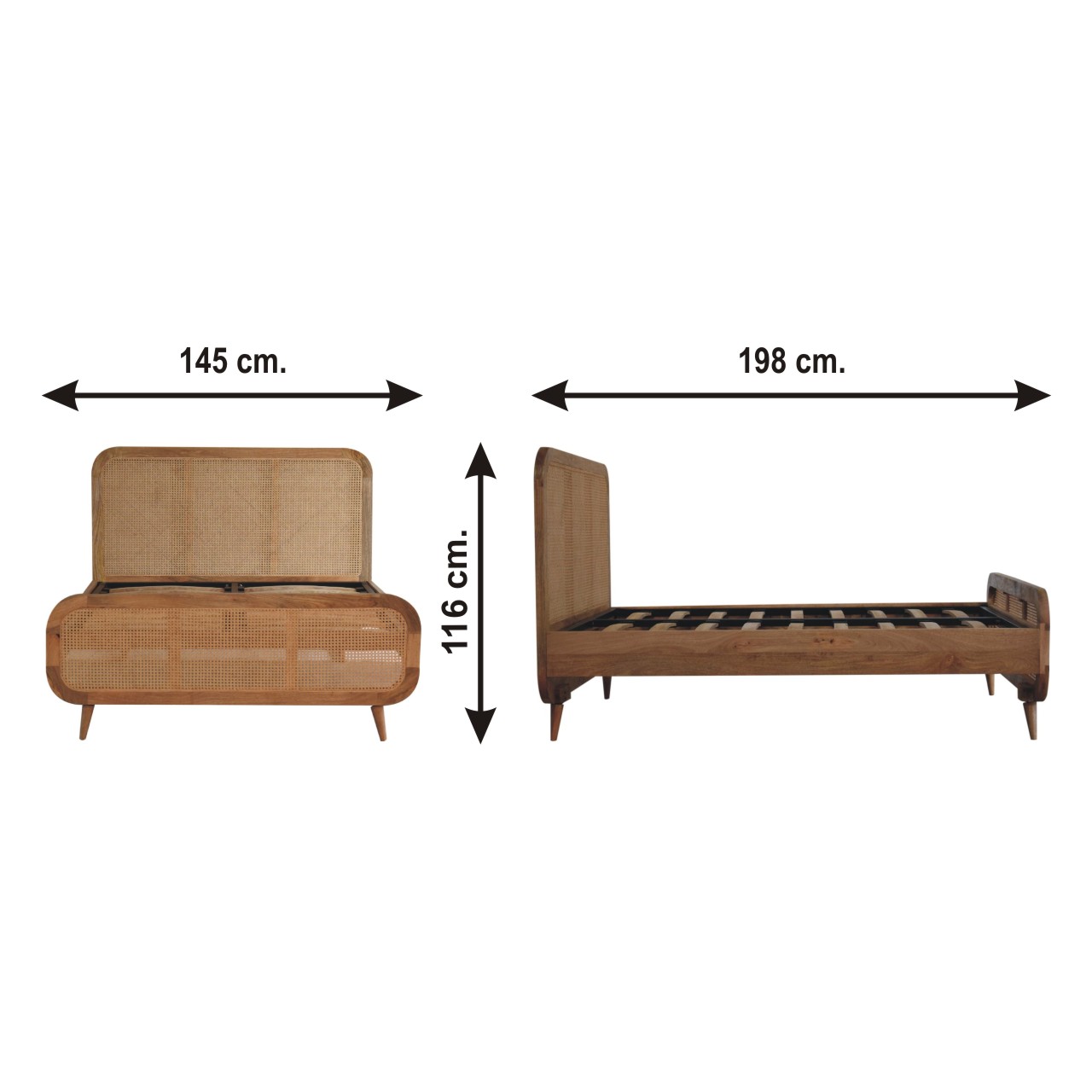 Size chart for Rattan Bed