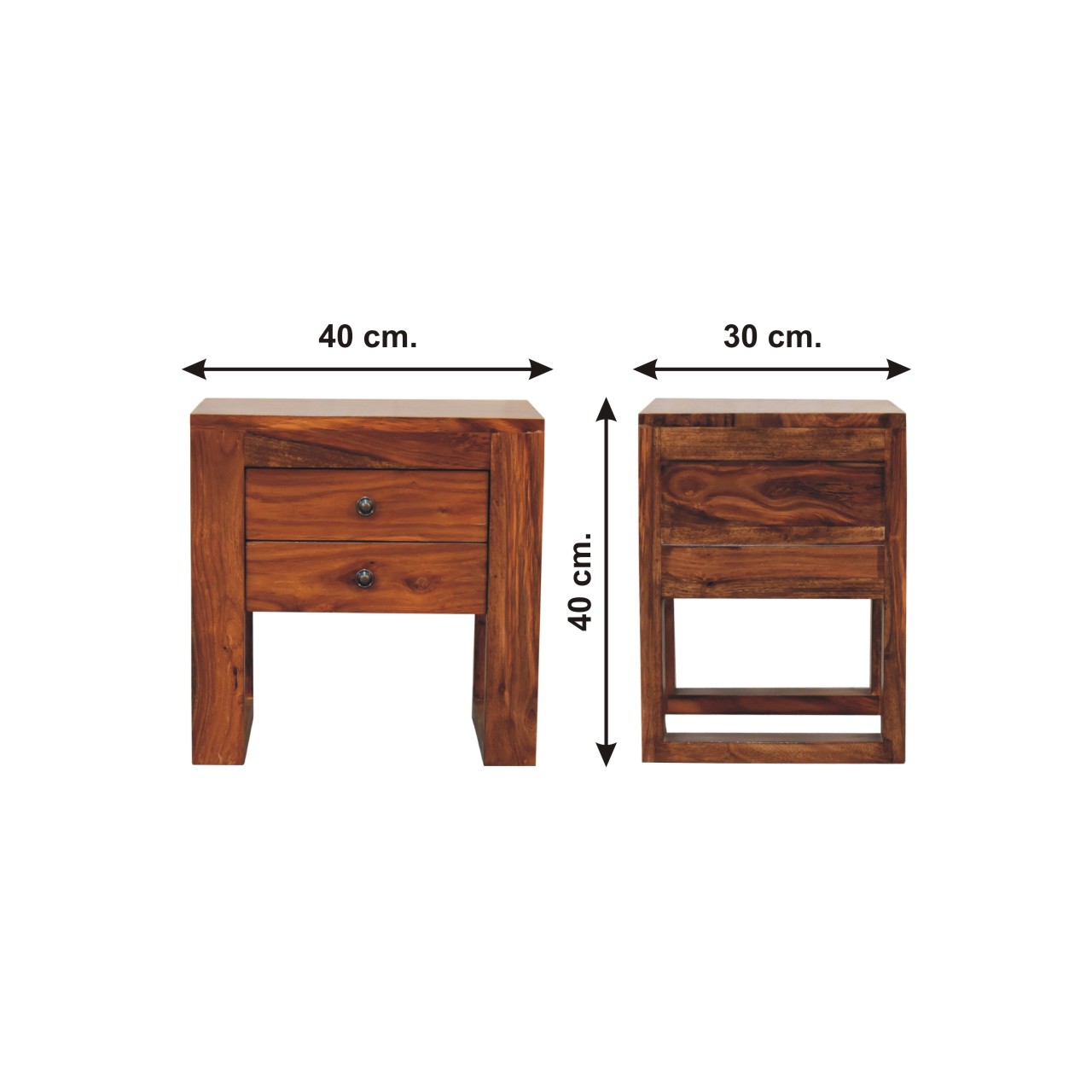 Size chart for U-Square Honey Bedside Table