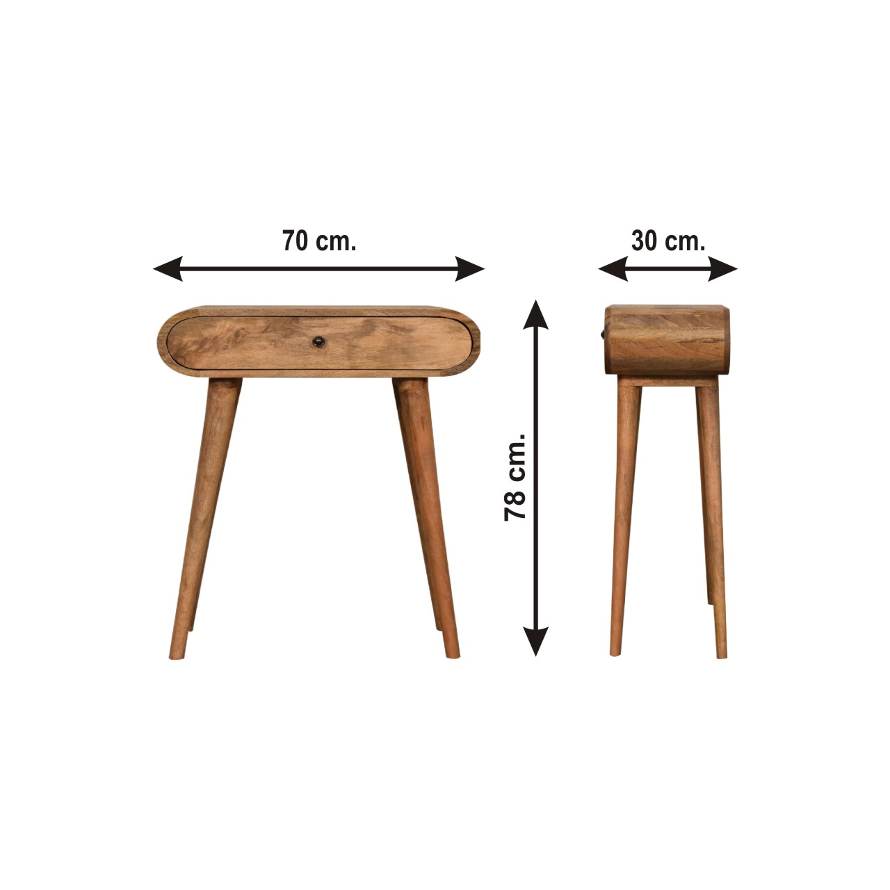 Size chart for Mini London Console Table | Oak-Ish Solid Mango Wood