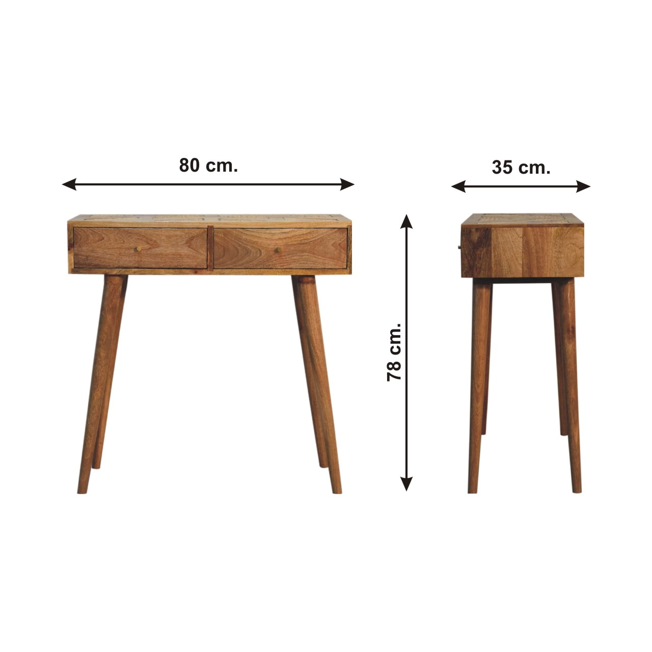 Size chart for Larissa Aztec Console Table | Oak-Ish Rattan