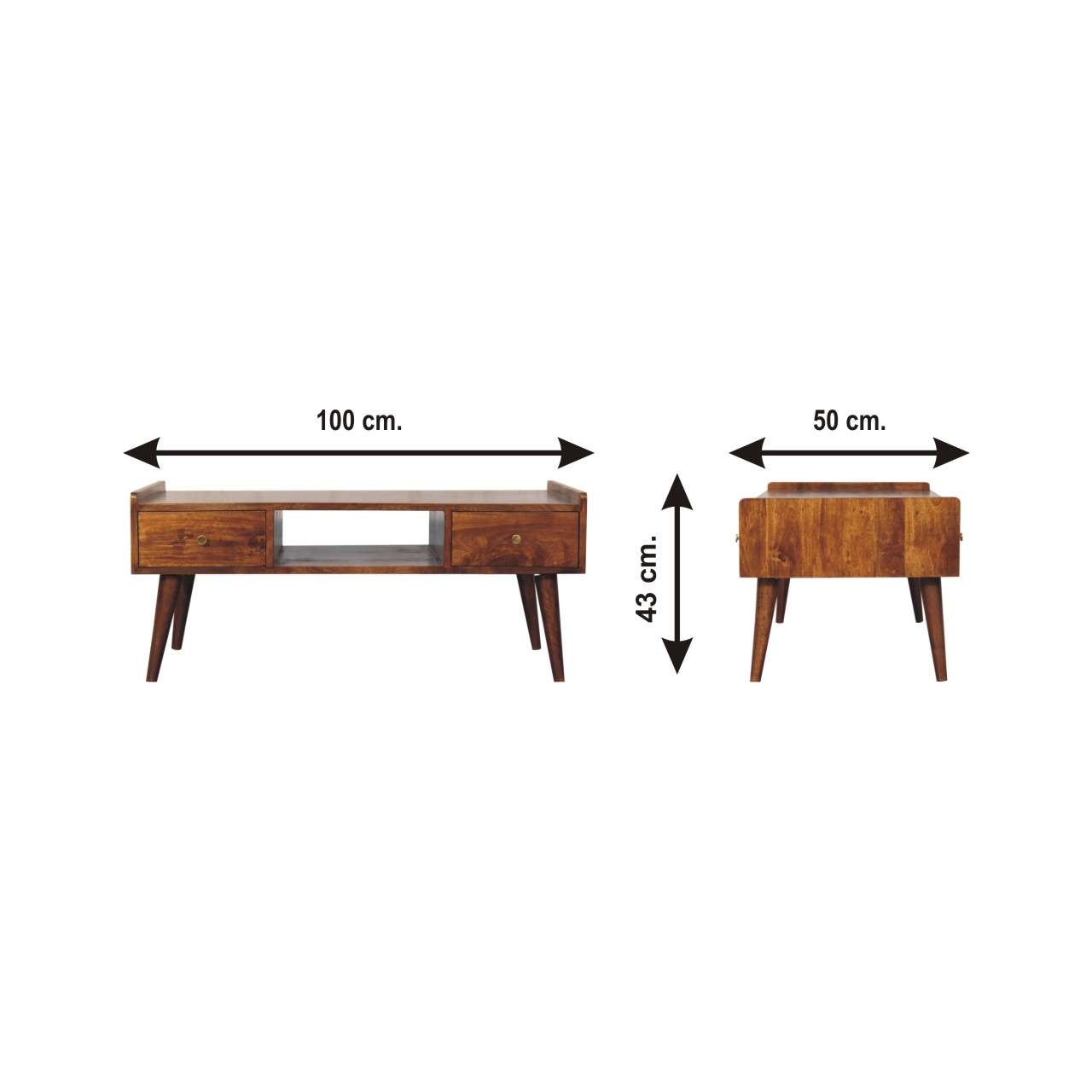 Size chart for Elevated Chestnut Coffee Table