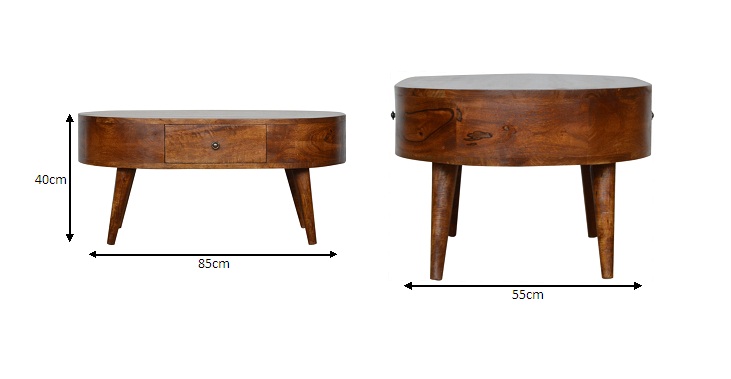 Size chart for Chestnut Rounded Coffee Table