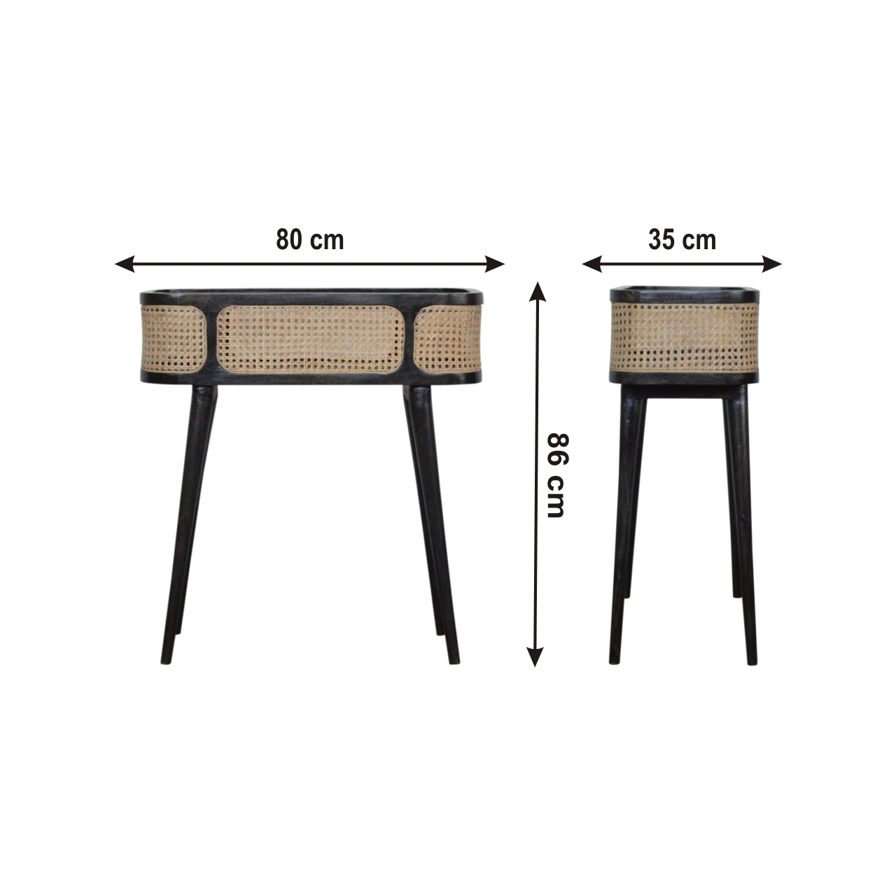 Size chart for Larissa Carbon Black Tray Table Accent Piece