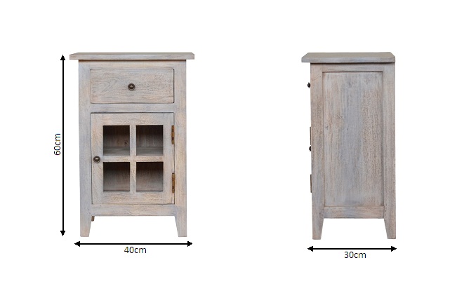 Size chart for Mini Stone Wash Bedside Table