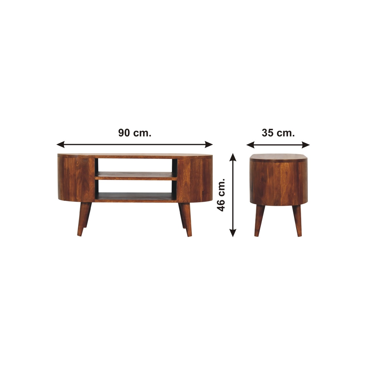 Size chart for Cortez Chestnut Media Unit