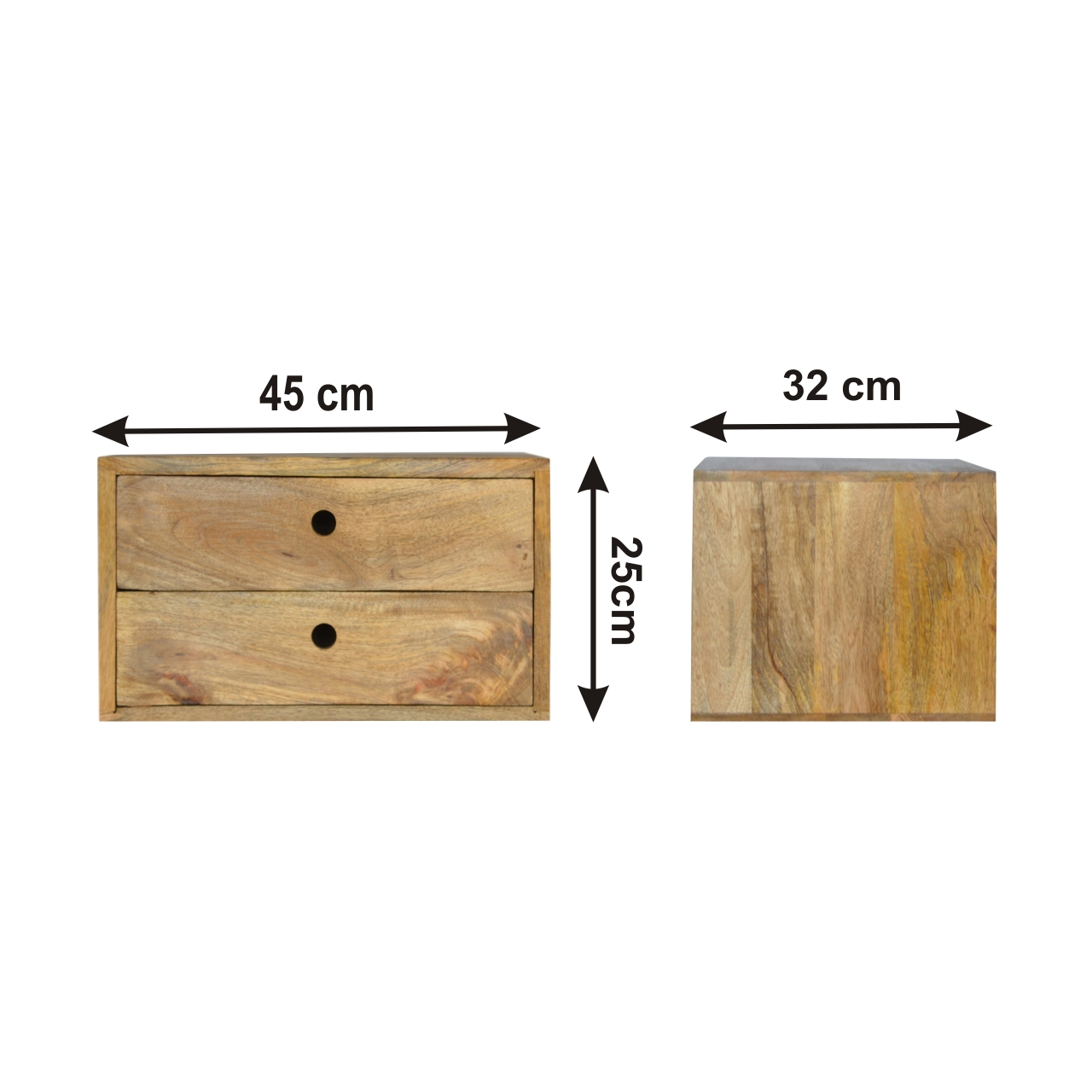 Size chart for Oak-ish Wall Mounted Bedside Table | Wall-Mounted