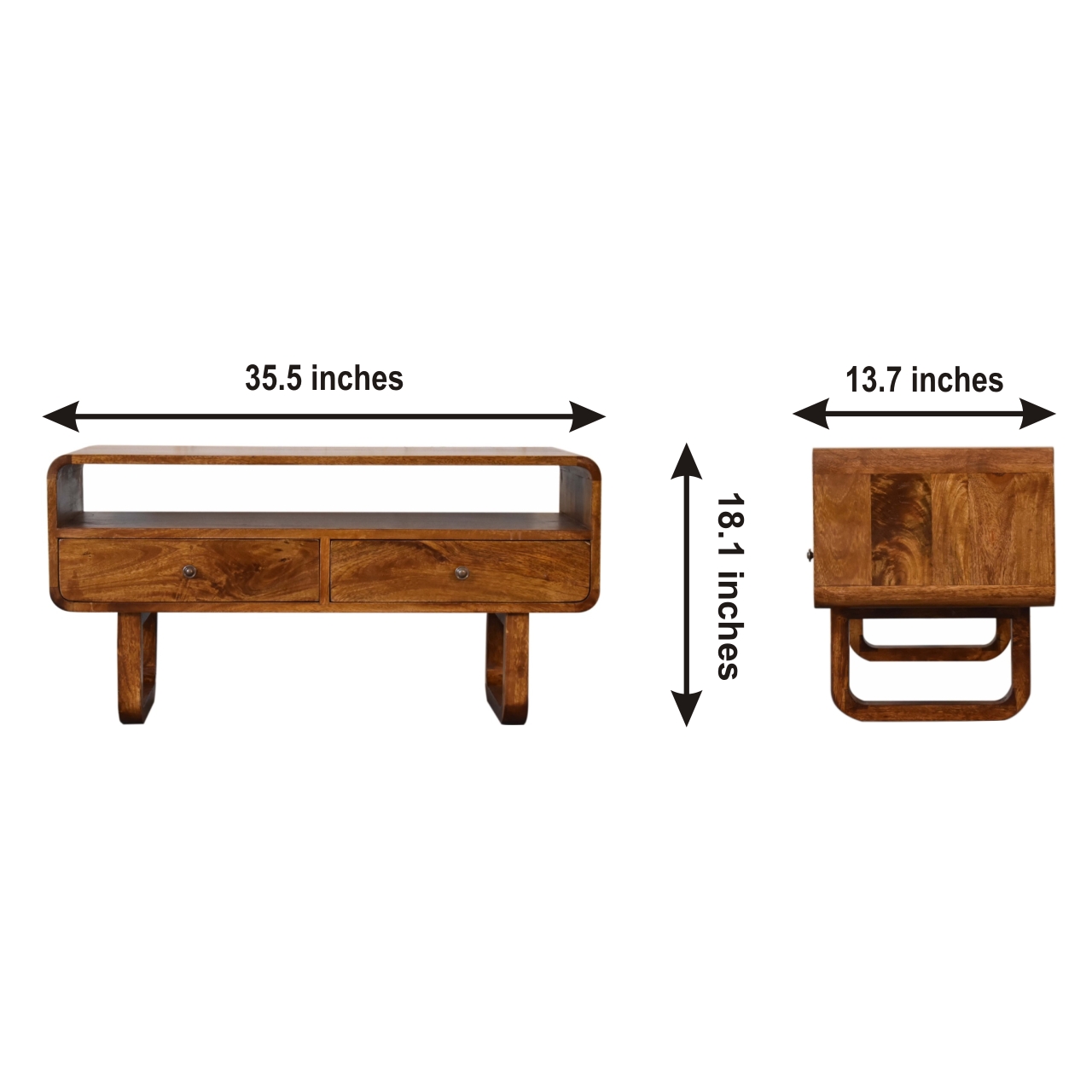 Size chart for U-Shape Curve Chestnut Media Unit