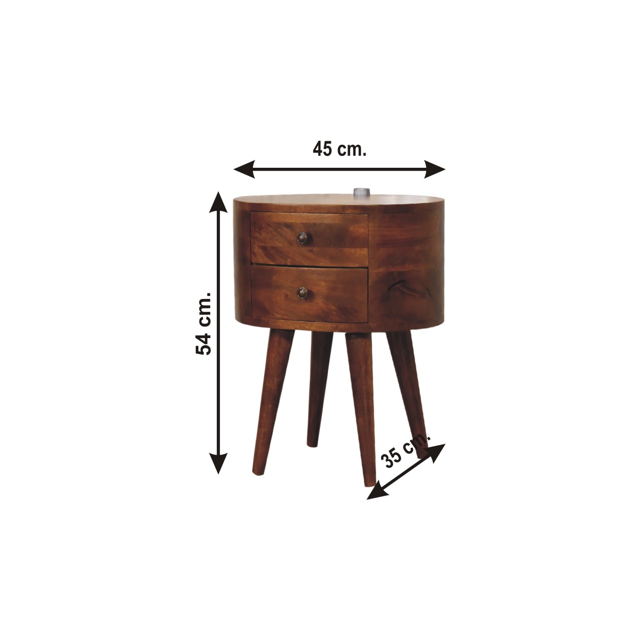 Size chart for Chestnut Bedside with Reading Light Bedside Table