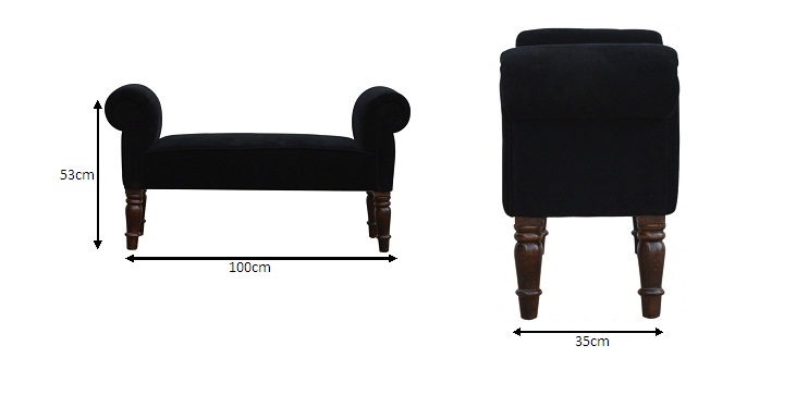 Size chart for Black Velvet Bench
