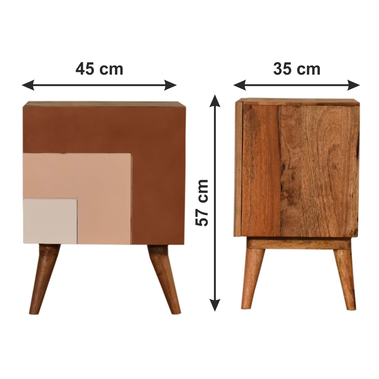 Size chart for Quebec Brown Bedside Table