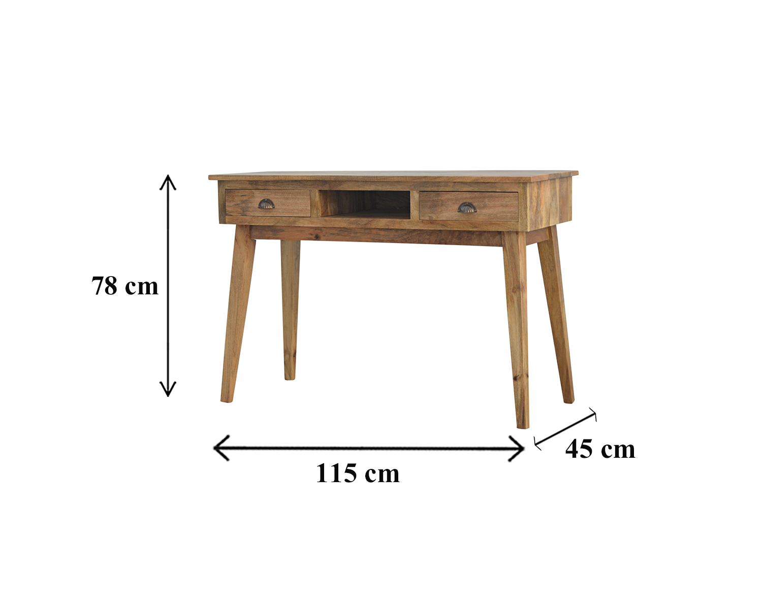Size chart for 2 Drawer Shell Writing Desk