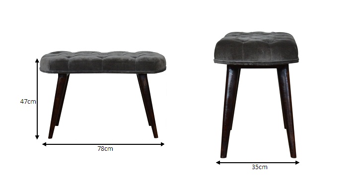 Size chart for Grey Velvet Gold Base Footstool | Cotton Velvet