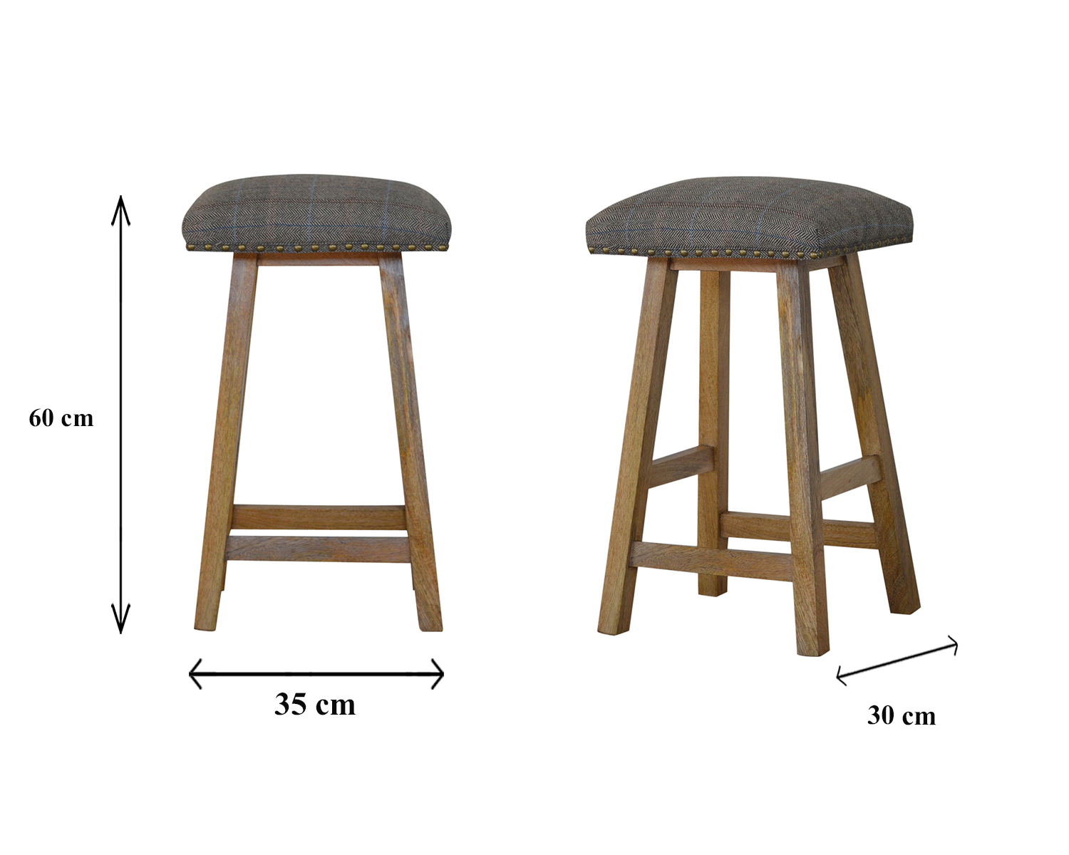 Size chart for Multi Tweed Bar Stool