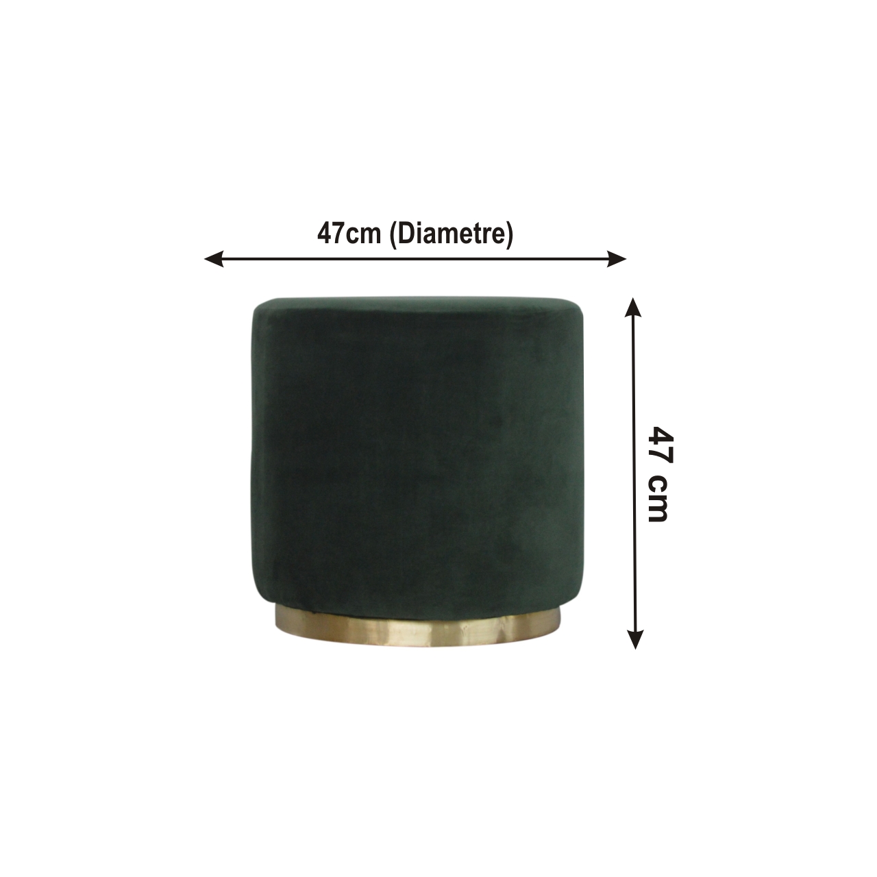Size chart for Emerald Velvet Gold Footstool
