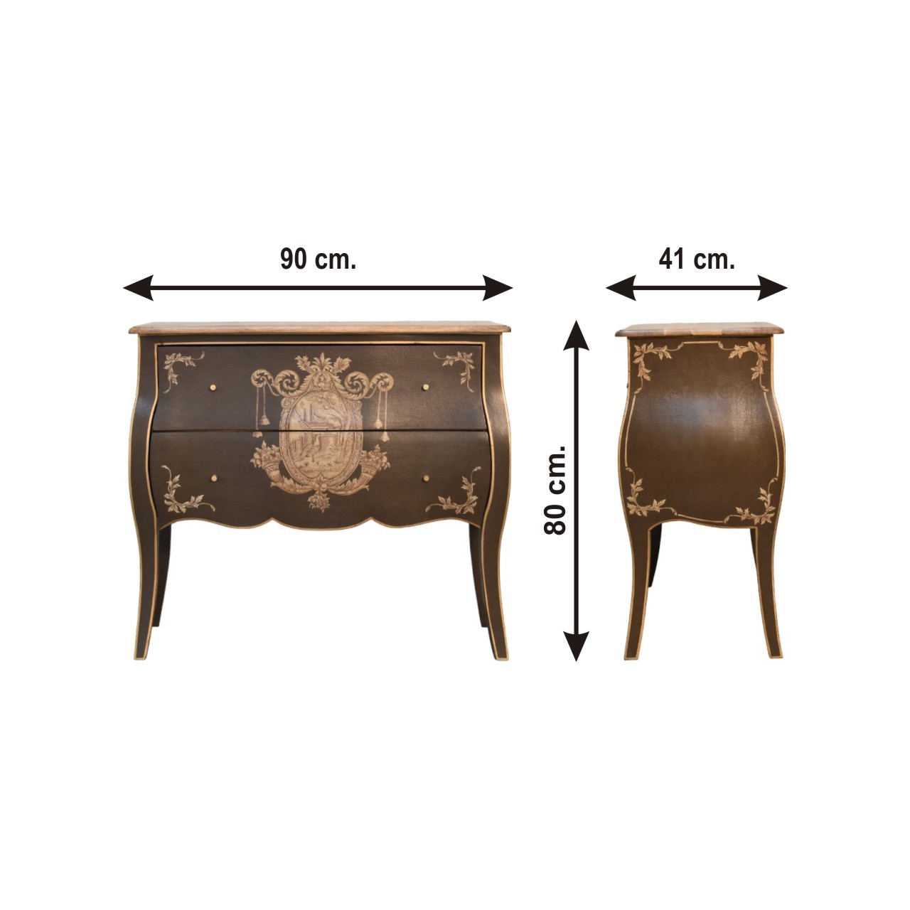 Size chart for Coroner Chest of Drawers