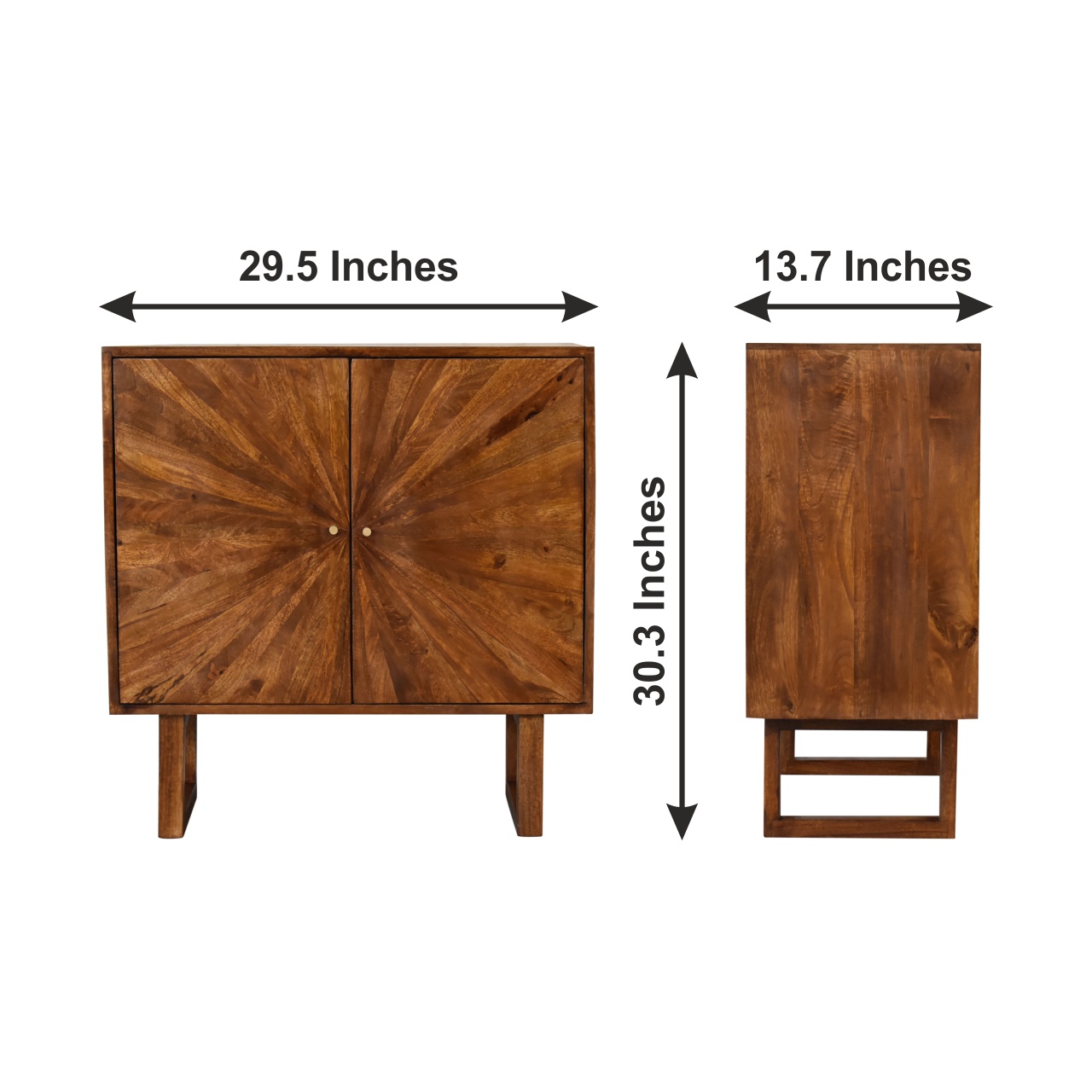 Size chart for U-Shape Chestnut Sunrise Cabinet