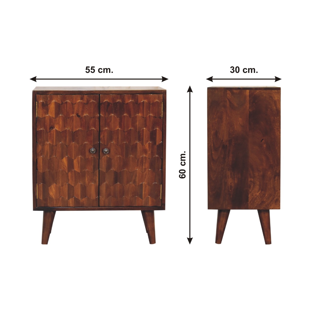 Size chart for Chestnut Pineapple Carved Chest of Drawers | Hand-Carved