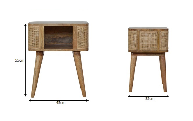 Size chart for Close-knit Open Slot Bedside Table