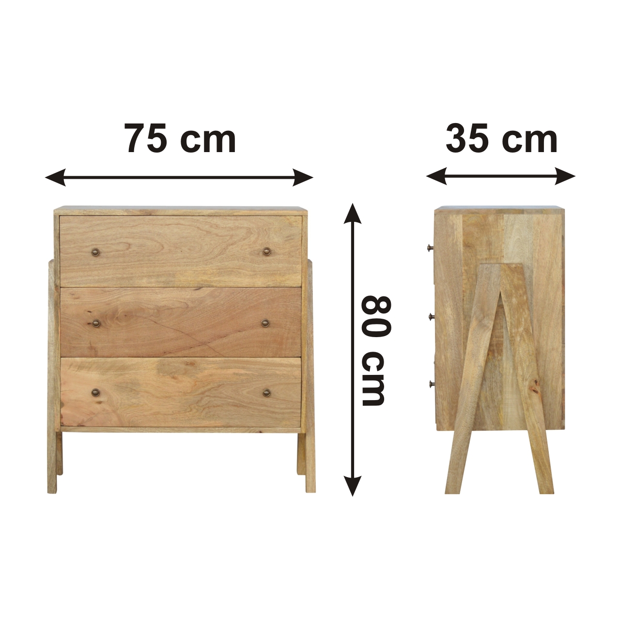 Size chart for Trestle Chest of Drawers | Oak-Ish Mango Wood