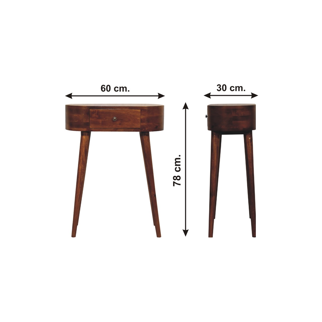 Size chart for Mini Albion Chestnut Console Chest of Drawers