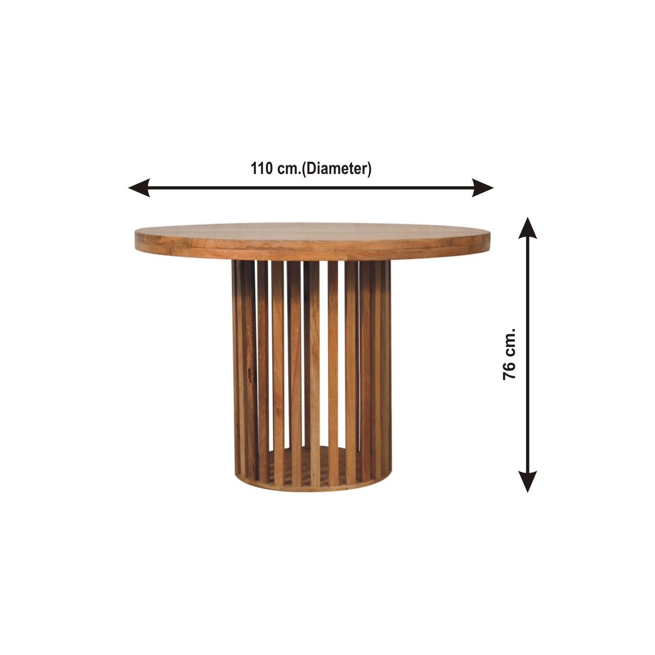Size chart for Ariella Round Dining Table | Oak Solid Mango Wood