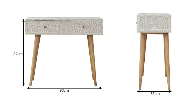 Size chart for Taupe Floral Bone Console Table