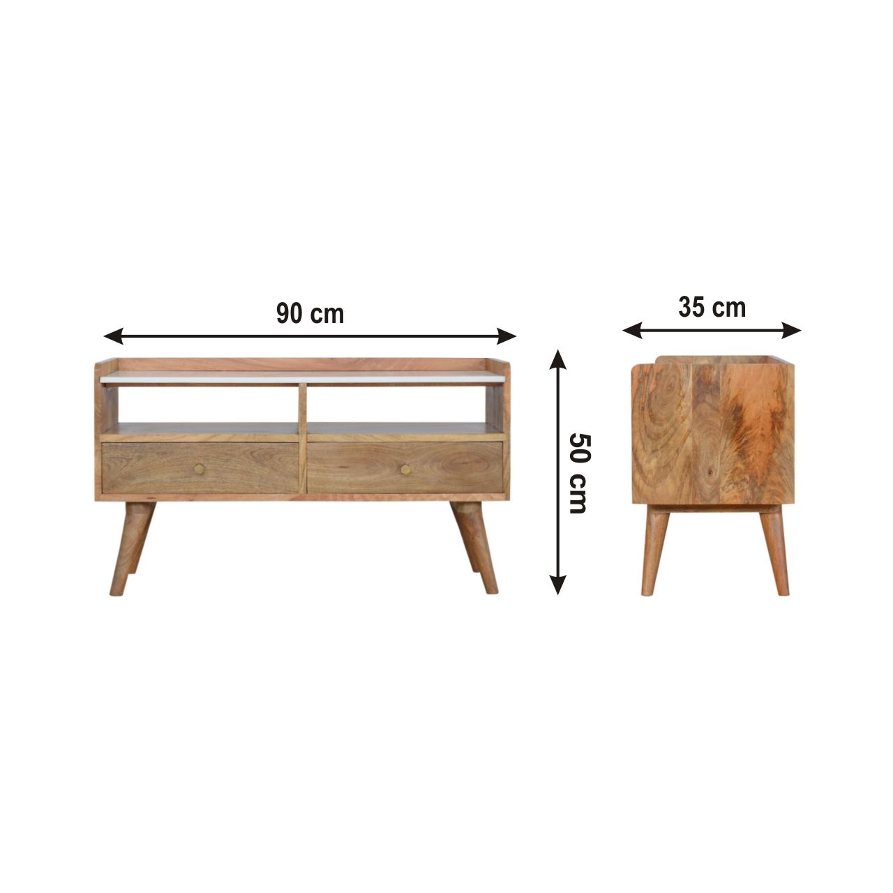 Size chart for White Marble Top Media Unit