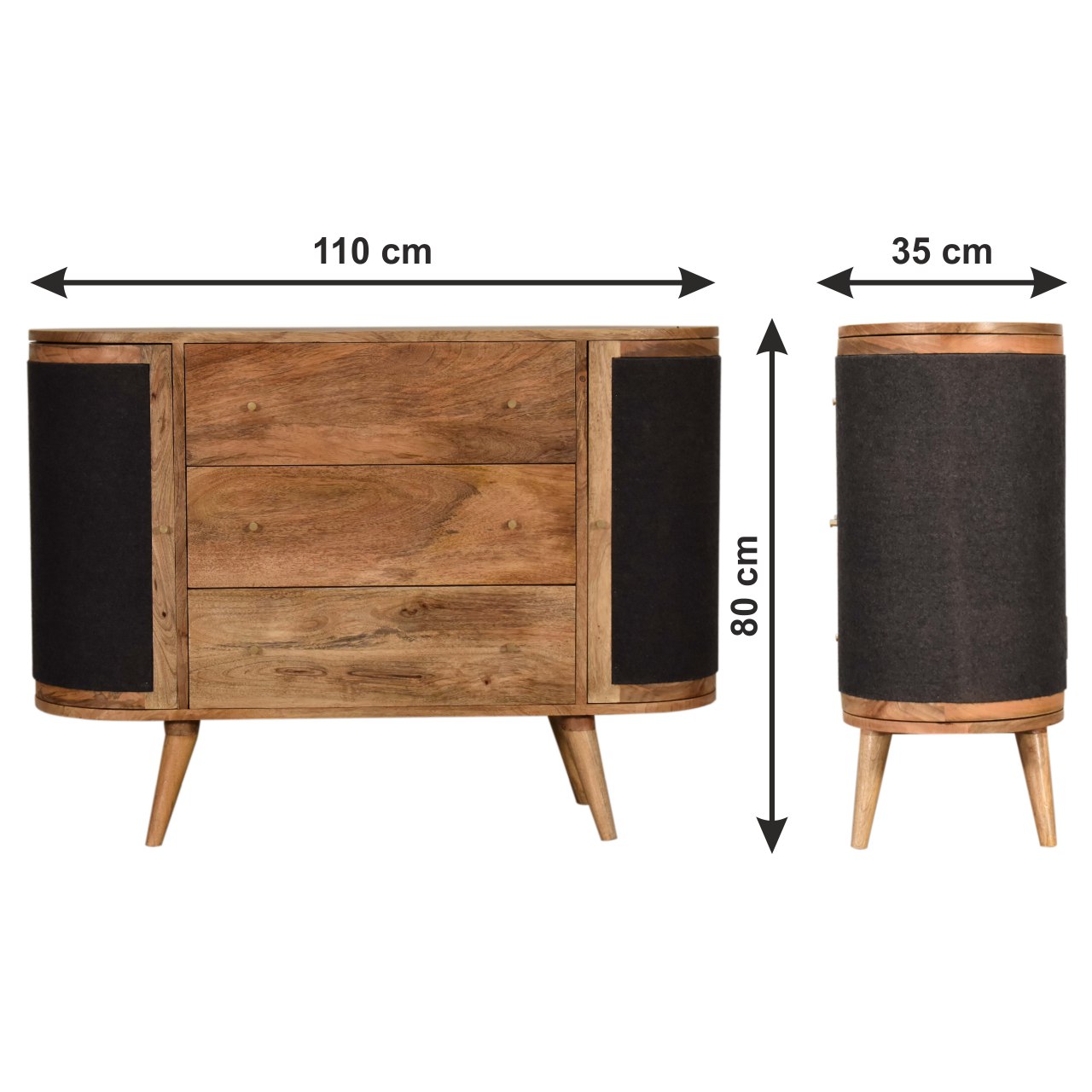 Size chart for Close-knit Sofia Black Cabinet