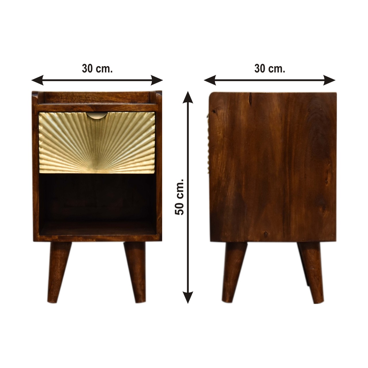 Size chart for Mini Manila Gold 1 Drawer Bedside