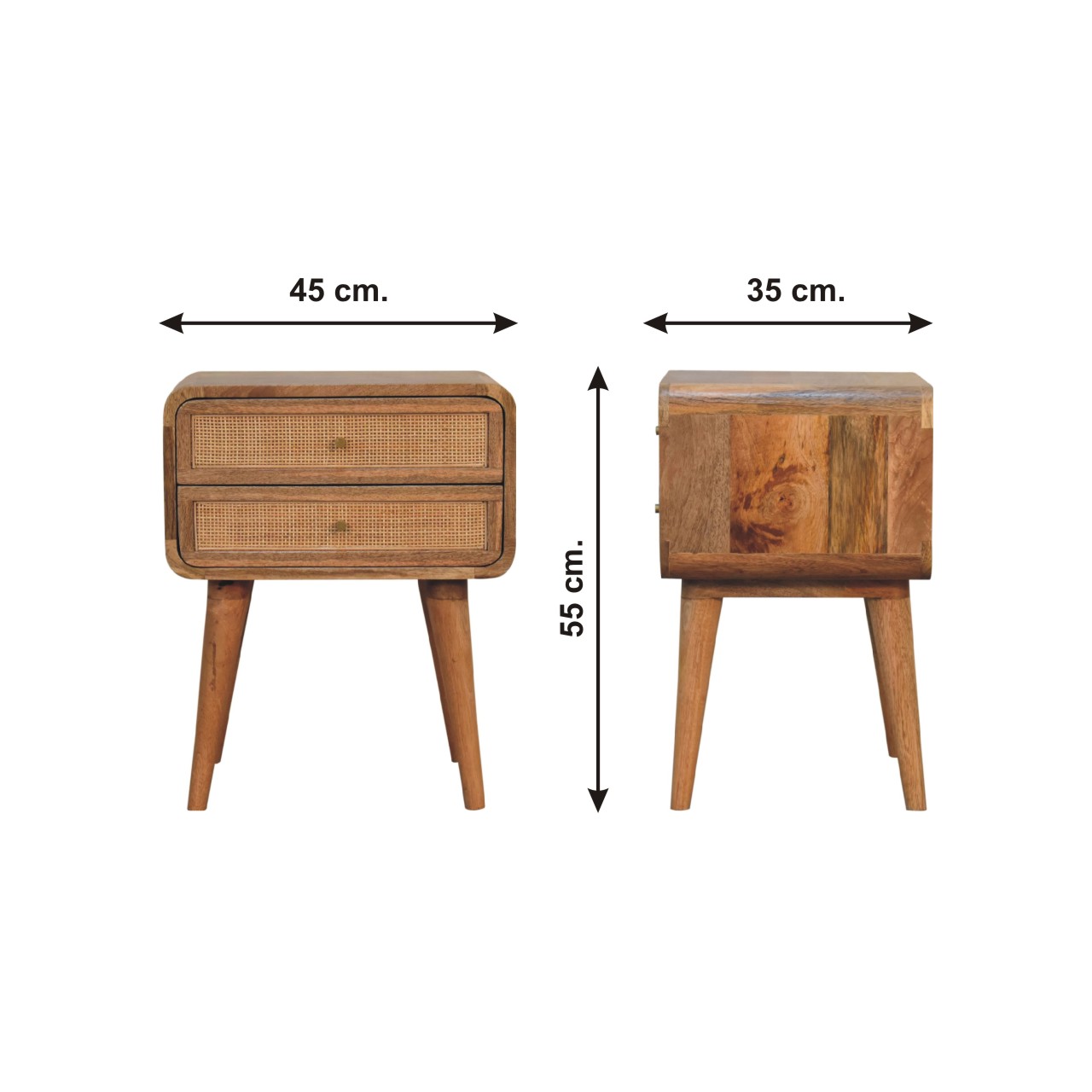 Size chart for Close-knit 2 Drawer nightstand
