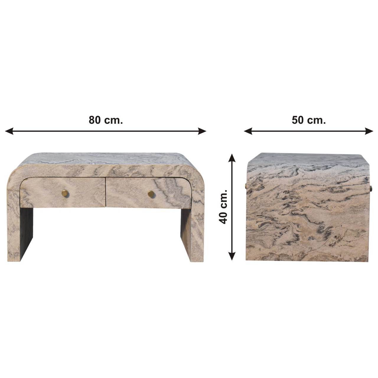 Size chart for Nouveau Coffee Table