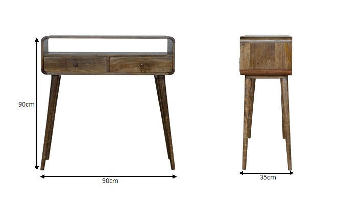 Size chart for Curved Grey-wash Console Table