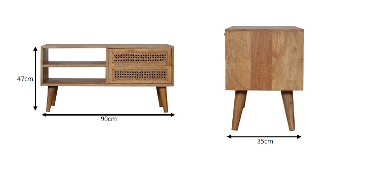 Size chart for Larrisa TV Media Unit | Oak Solid Mango Wood