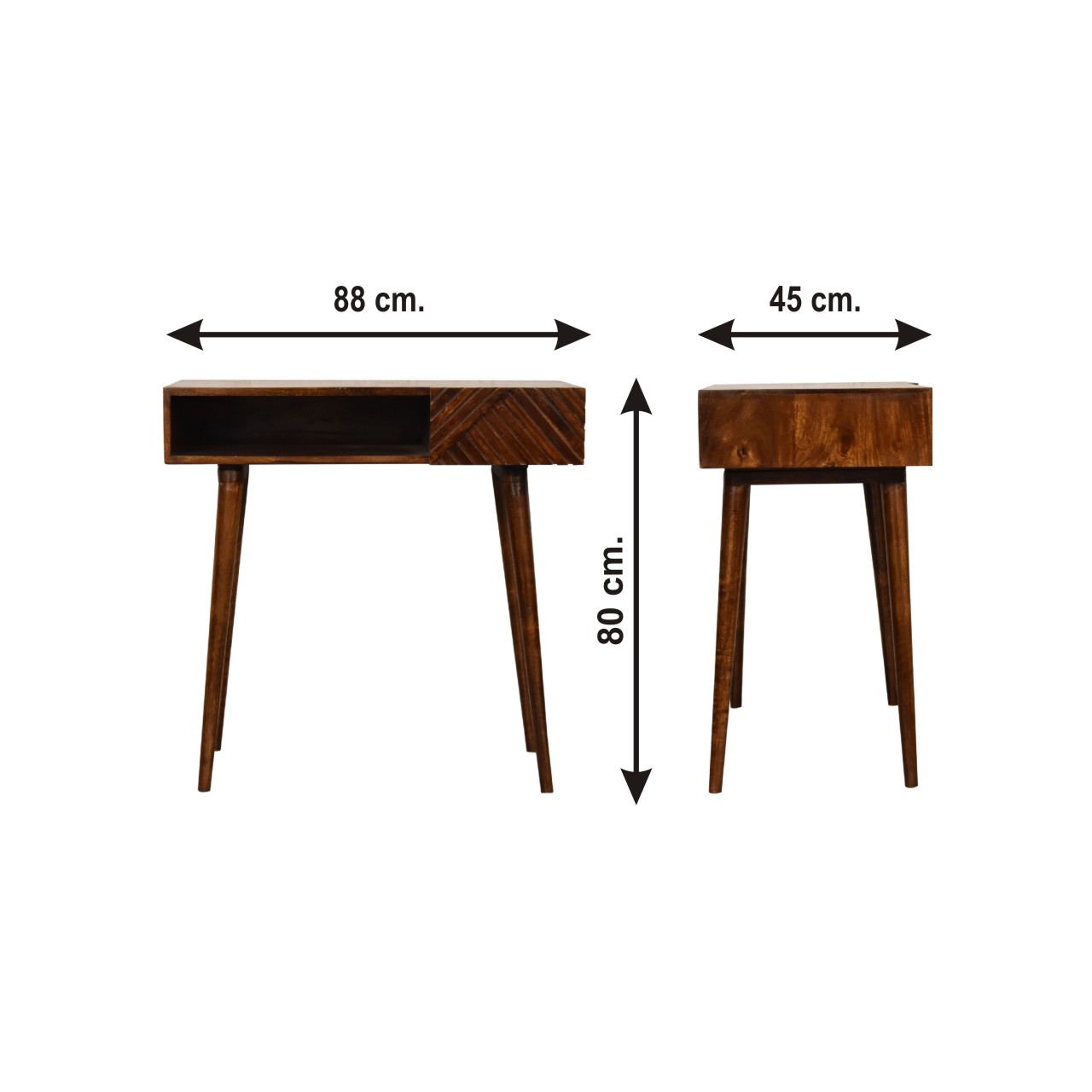 Size chart for Lille Chestnut Writing Desk | Hand-Carved