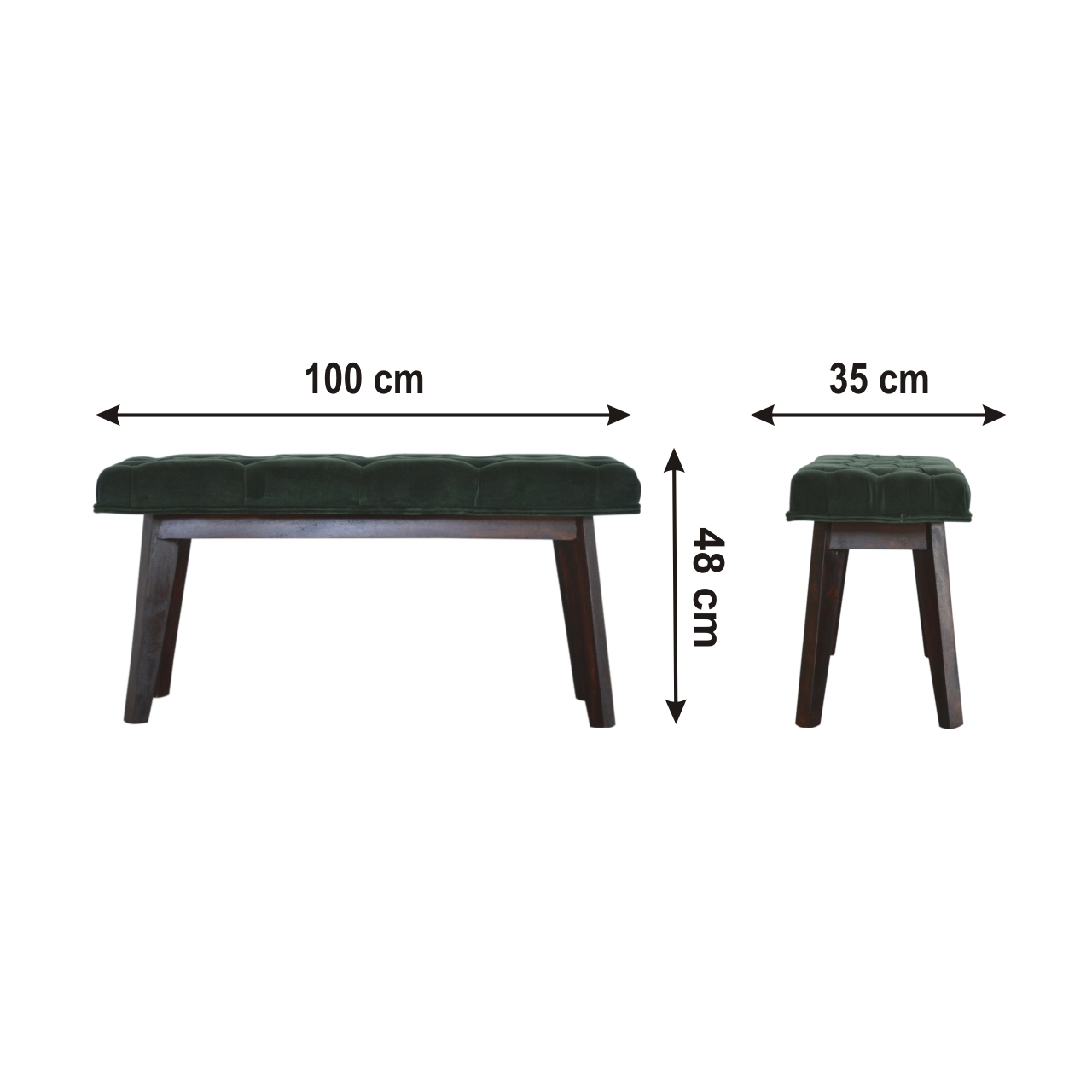 Size chart for Nordic Style Emerald Bench