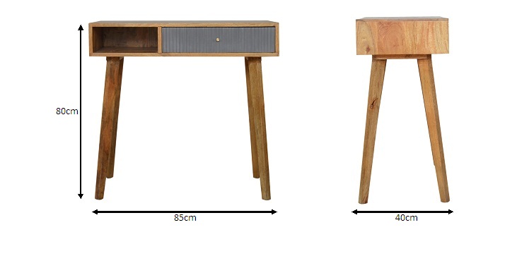 Size chart for Grey Line Carved Writing Desk | Hand-Carved