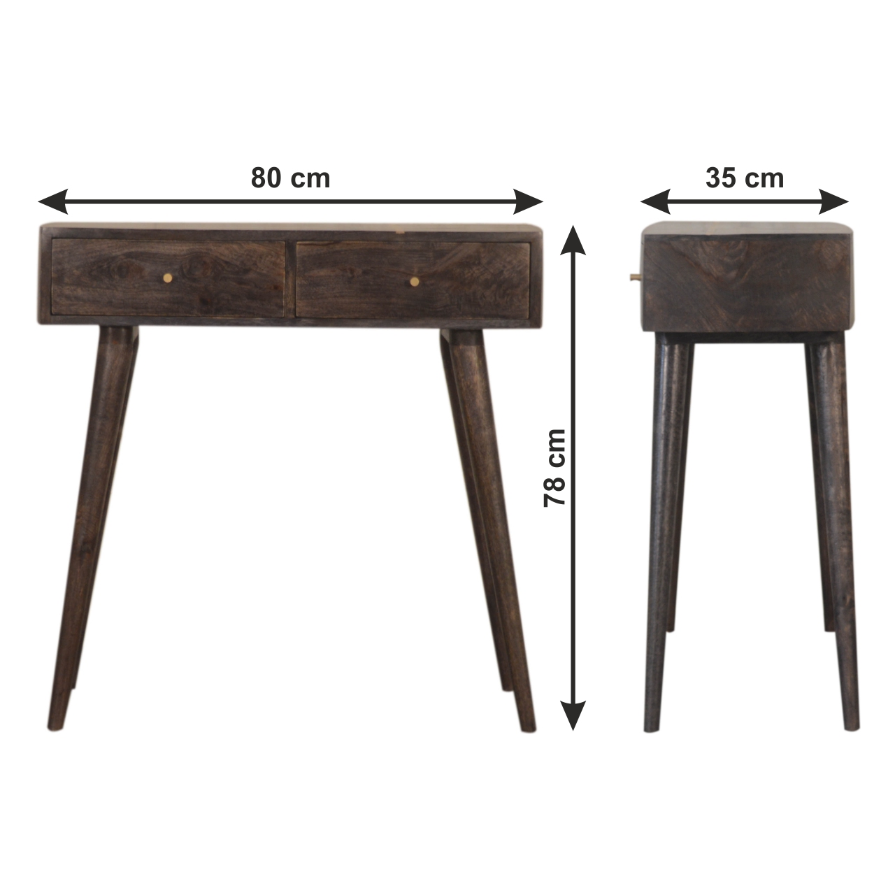 Size chart for Cairo Console Table | Chestnut Solid Mango Wood
