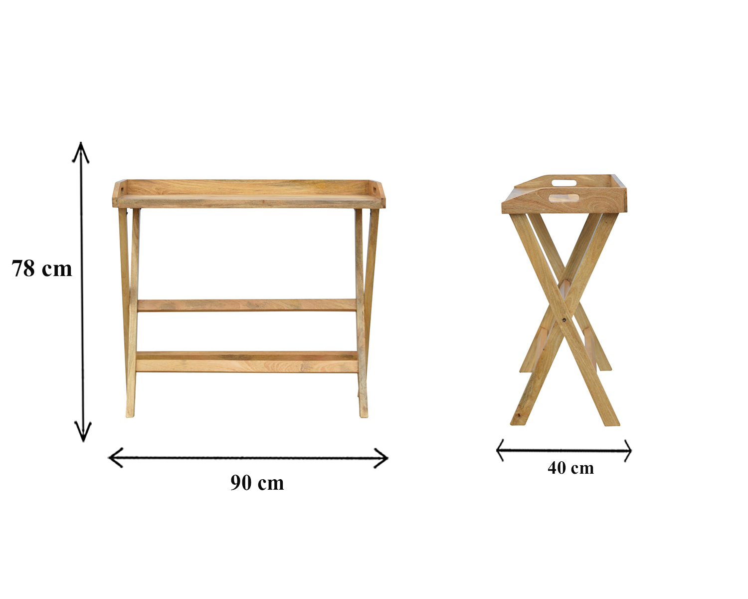 Size chart for Butler Writing Desk | Oak Solid Mango Wood